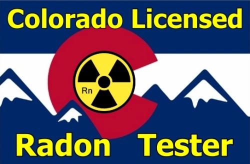 Graphic depicting Colorado state flag that also reads Colorado Licensed Radon Tester