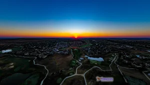 Panoramic sunrise over golf course in Erie Colorado taken with a drone by Pandion Property Inspections, LLC