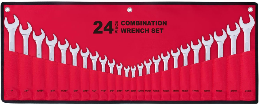 Combination wrench set in soft case