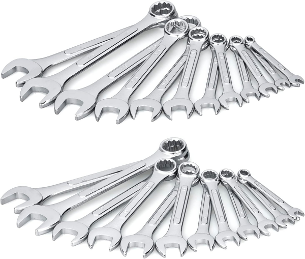 Combination wrench set on display