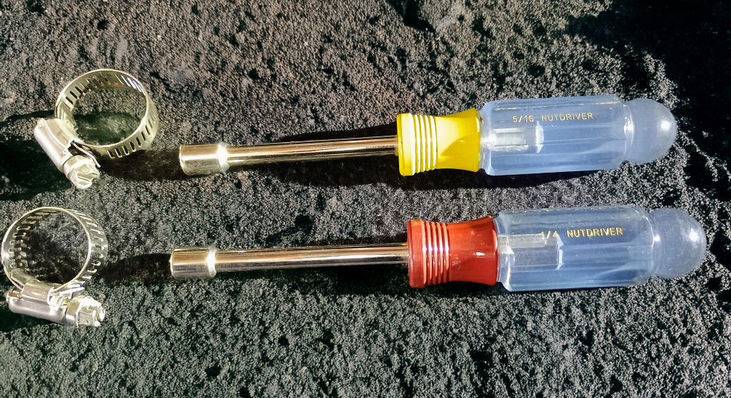 Nut drivers with hose clamps